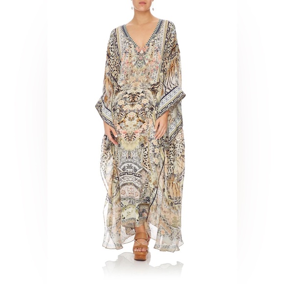 CAMILLA “Moto Maiko” silk boho kaftan maxi dress w kimono sleeves One Size - Picture 1 of 11